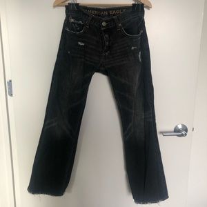 America Eagle Black Factory Distressed Jeans - Men